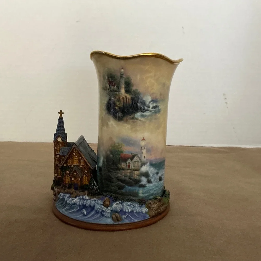 Thomas Kinkade Light of Hope Welcoming‎ Lights Votive Hurricane Coastal Decor